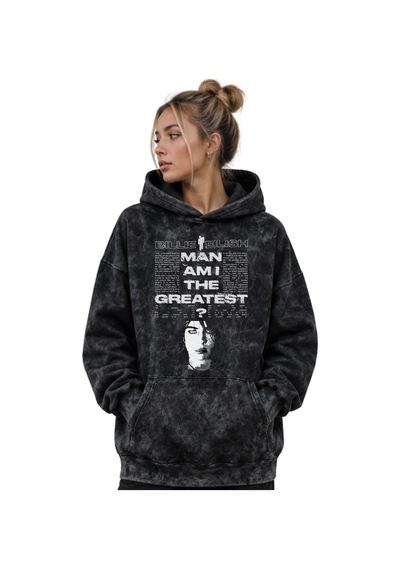 Sevbano Billie Eilish Şarkıcı Baskılı Unisex Oversize Premium Yıkamalı Ho Siyah