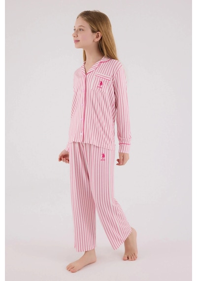 Kız Garson Gömlek Pijama Takımı - Açık Fuşya Açık Fuşya Kız Garson Gömlek Pijama Takımı - Açık Fuşya Açık Fuşya