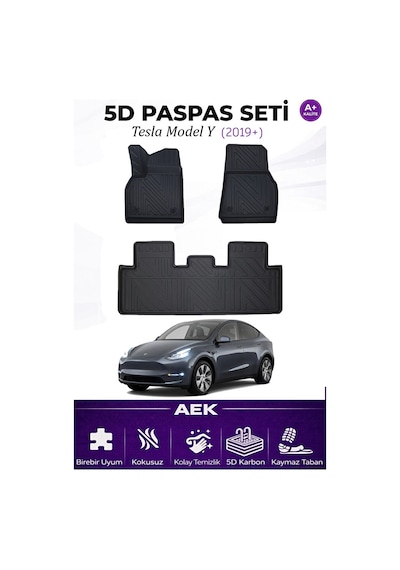 Tesla Model Y 2019+ Araca Özel Havuzlu "karbon" Paspas Takımı