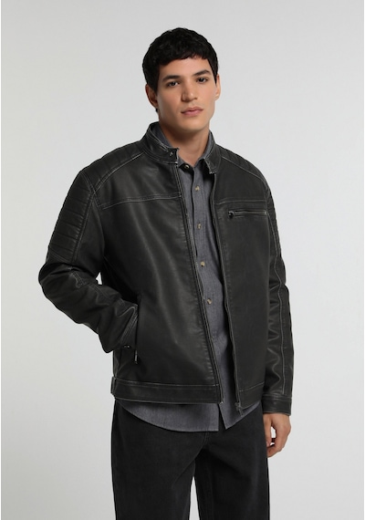 Colin's Colins Slim Fit Dik Yaka Fermuarlı Astarlı Erkek Siyah Mont Pu Cl1082070 Q1.v1 Blk
