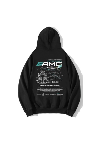 Brz Collection Unisex Oversize Formula One Team Petronas Amg Hoodie Siyah