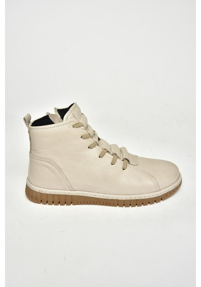 Fox Shoes T555366203 Vizon Hakiki Deri Comfort Ortopedik Taban Kadın Bot Vizon