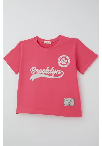 Breeze Kız Çocuk Pantolonlu Takım Brooklyn Yazı Baskılı Bağcıklı 8-14 Yaş, Fuşya