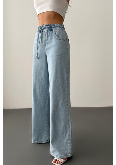 Lacarino 7970 Palazzo Kadın Jean Pantolon Lıght Blue