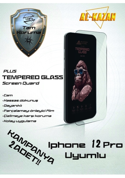Pp Apple Uyumlu iPhone 12 Pro Şeffaf Kırılmaz Ekran Koruyucu 2'li Paket Ultra İnce, Anti Çizik&darbeye Dayanıklı