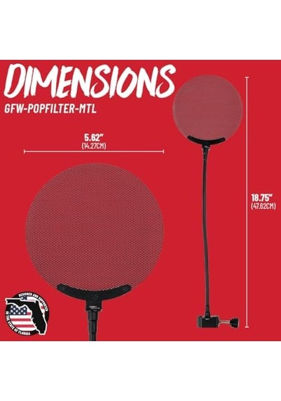 Gator Frameworks 12.4 İnç Gooseneck İle Metal Ekran Pop Filtresi Gfw-popfılter-mtl