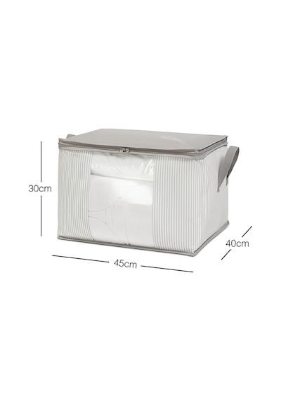 Ocean Home Textile Orta Boy Pvc Pencereli Gri Çizgili Stuff & Things Hurç 45 x 40 x 30 cm