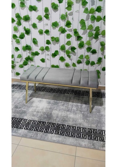 Özcan Metal Gold Metal Ayaklı Metal Kasalı Bench Mutfak Salon Antre Yatak Odası Balkon Puf Bank Antrasit