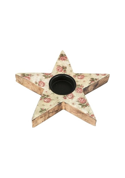 Vitale Şiva Çiçek Desenli Yıldız T-Light Krem 17X4 CM Ak.Fq0011-K