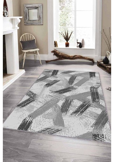 Gri Spor Kaymaz Tabanlı Makinede Yıkanabilir Halı Fr01n11