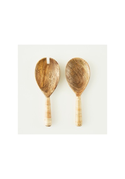 Bella Maison Varna Salata Servis Seti Naturel 22x8 Cm Kahverengi