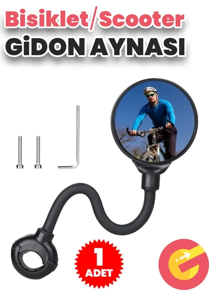 Güncelçarşı 360 Ayarlanabilir Bisiklet Scooter Dikiz Aynası, Geniş Açılı Dışbükey Gidon Aynası, Dönebilen Güvenli Sürüş Aksesuarı