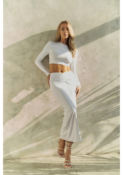 Mai Collection Mai Studios Co. Bonita Beyaz Crop Etek Takım Beyaz