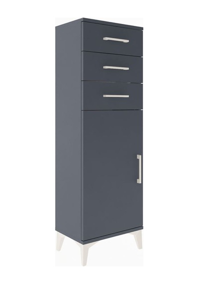 Arges Dolap 3 Çekmeceli Tek Kapaklı 44x30x134 Antrasit-antrasit Antrasit