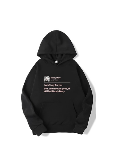 Brz Collection Unisex Oversize Lady Gaga - Bloody Mary Hoodie Siyah