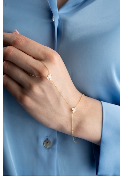 Nereze 925 Ayar Gümüş Gold Kaplama Lotus Çiçeği Şahmeran Bileklik