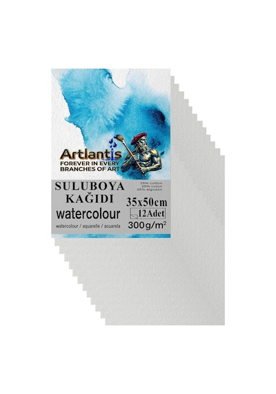 Sulu Boya Kağıdı 35x50cm 12 Adet Grenli Dokulu Krem Renkli Suluboya Kağıdı Profesyonel Dayanıklı Ve Özel Dokulu Tabaka