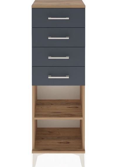 Arges Dolap Tek Raflı 4 Çekmeceli 44x30x134 Çam-antrasit Atlas Çam