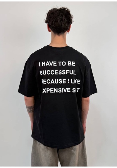 Zaee Expensive Taste Baskılı Oversize Tişört Siyah
