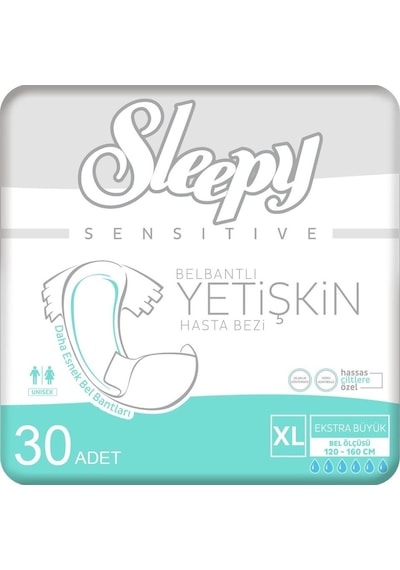 Sleepy Sensitive Antibakteriyel Süper Yetişkin Hasta Bezi Xlarge 30 Adet