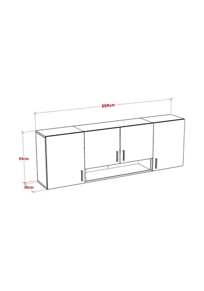 Nays Mutfak Dolabı Üst Modül 200 Cm Beyaz