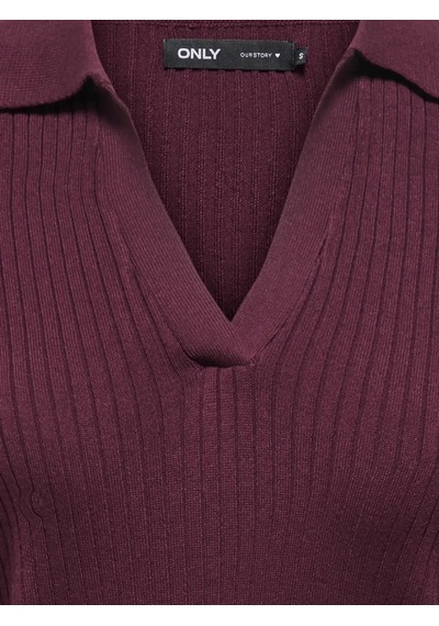 Only Onlkaya Ls Polo Knt Noos Kadın Polo Yaka Triko Kazak 15344841 Bordo