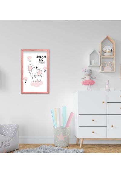Bk Home Dream Big Little One Tasarımlı Dekoratif Pembe Ahşap Çerç (495493218)