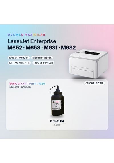 Hp 655a Cf450a Toner Tozu Siyah 350gr / Color Laserjet Enterprise M652 / M653 / Mfp M681 / M682