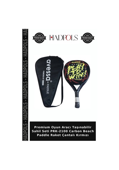 Premium Oyun Aracı Taşınabilir Sahil Seti Prk-2100 Carbon Beach Paddle Raket Çantalı Kırmızı