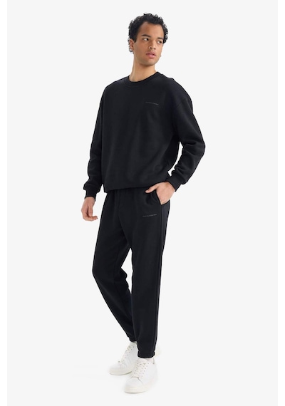 Defacto Boxy Fit 2li Takım Bisiklet Yaka Sweatshirt Eşofman Altı F9623ax25aubk81 Siyah-bk81