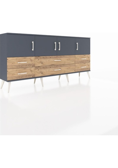 Arges Konsol 3 Raflı 6 Çekmeceli 4 Kapaklı 176x30x83 Antrasit-antrasit/çam Antrasit/çam Arges Konsol 3 Raflı 6 Çekmeceli 4 Kapaklı 176x30x83 Antrasit-antrasit/çam Antrasit/çam
