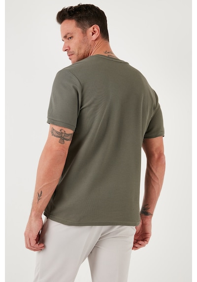 Buratti Pamuklu Regular Fit Yarım Fermuarlı Kolej Yaka 3'Lü Paket Erkek T Shirt 5902653S3 Vizon-Haki-Mavi