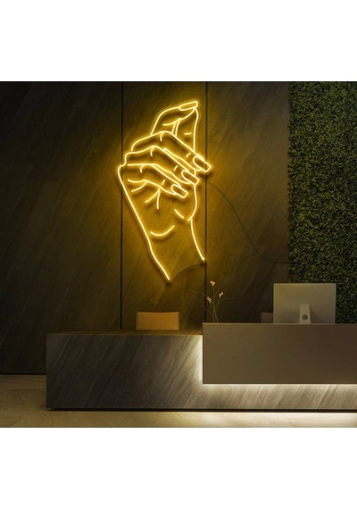 El Figürlü Neon Tabela Sarı