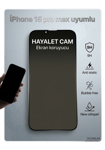 Iphone 15 Pro Max Uyumlu Ekran Koruyucu Hayalet Cam