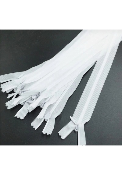 Gizli Diş Fermuar -beyaz 35 Cm - 5 Adet