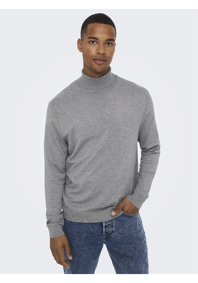 Only & Sons Erkek Mevsimlik Boğazlı Kazak - 22020879 Gri