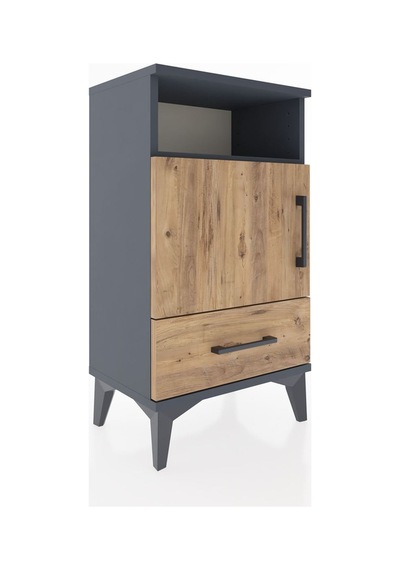 Arges Komodin 3 Raflı Tek Kapaklı 44x30x80 Antrasit-çam Antrasit