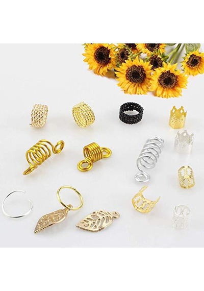 200pcs Alüminyum Saç Bobin Dreadlocks Örgülü Yüzükler Metal Saç Kuffs Örgü Boncuklar