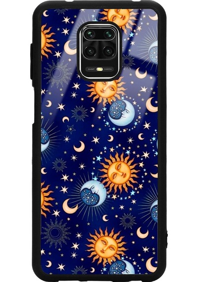 Xiaomi Redmi Note 9 Pro Ay Güneş Pijama Tasarımlı Glossy Telefon Kılıfı Siyah