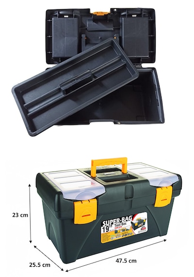 Takım Çantası Alet Kutusu Kapaklı Mini Bölmeli Organizer Dayanıklı Plastik Malzeme 14'' 19 İnç
