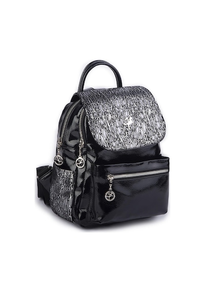 Nas Bag Kadın Sırt Çantası Çift Gözlü Spor Çanta 23x26x14 Cm Siyah Krsk Rugan Çok Renkli
