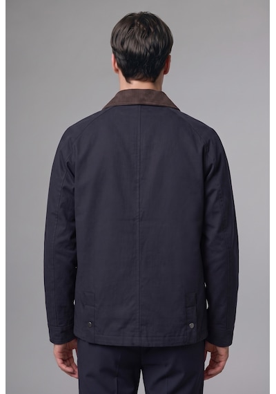 Defacto Regular Fit Polo Yaka Cepli Kadife Yaka Fermuarlı Astarlı Mont F0814ax26aunv91 Lacivert-nv91