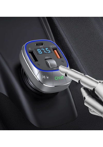 Linktech Fm Transmitter - Linktech Gf17 Premium 48w Üç Girişli 5.0 Bluetooth Fm Transmitter - Rgb Ça