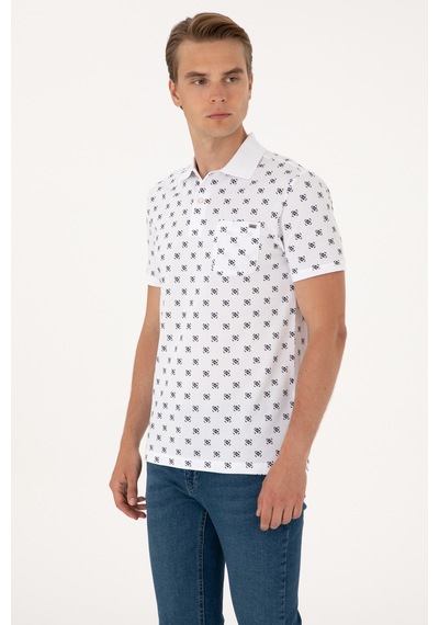 U.S. Polo Assn. Erkek Regular Fit Beyaz Polo Yaka Tişört 50300379-VR013
