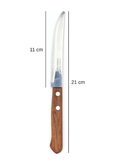 6 Lı Paslanmaz Çelik Steak Bıçağı Seti Tırtıklı Keskin Ağızlı, Ahşap Saplı Et Ve Mutfak Bıçağı