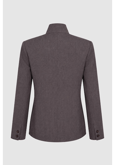 Thalure Kadın Kahverengi Dik Yaka Düğmeli Oversize Blazer