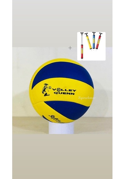 Dikişli Voleybol Topu A Kalite + Pompa Lacivert - Sarı