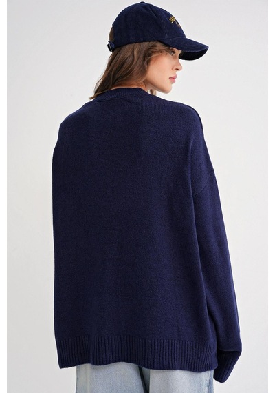Hiccup Mixray Oversize Triko Kazak Lacivert