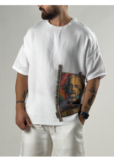 Cocopelli Portre Buldan Bej Erkek T-shirt Coc3265