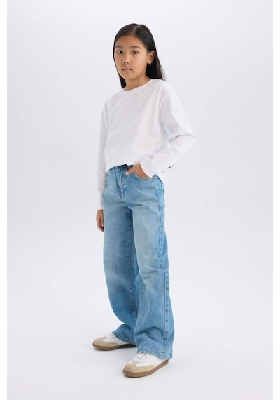 DeFacto Kız Çocuk Wide Leg Geniş Paça Jean Pantolon D9157A825SPNM28 Mavi DeFacto Kız Çocuk Wide Leg Geniş Paça Jean Pantolon D9157A825SPNM28 Mavi